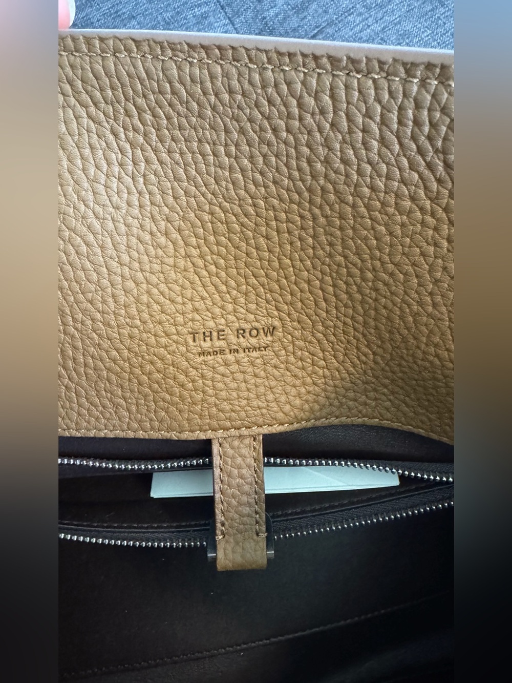The Row Pebbled Leather Satchel in Cognac Brown - Picture 6 of 7